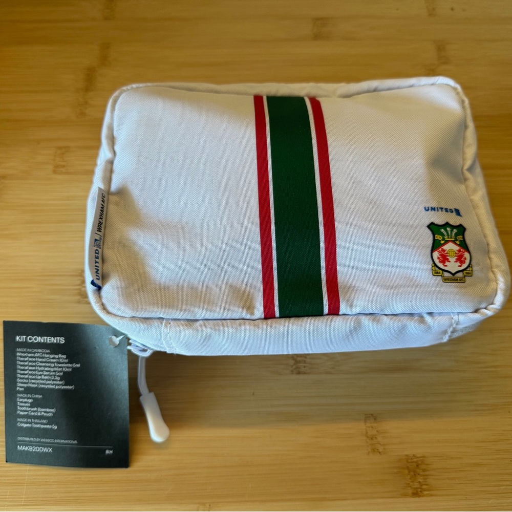 White and Green United Wrexham IFC Toiletries Kit - United Airlines